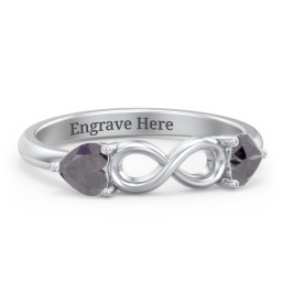 Two Hearts to Infinity Ring in 925 Sterling Silver with Alexandrite
