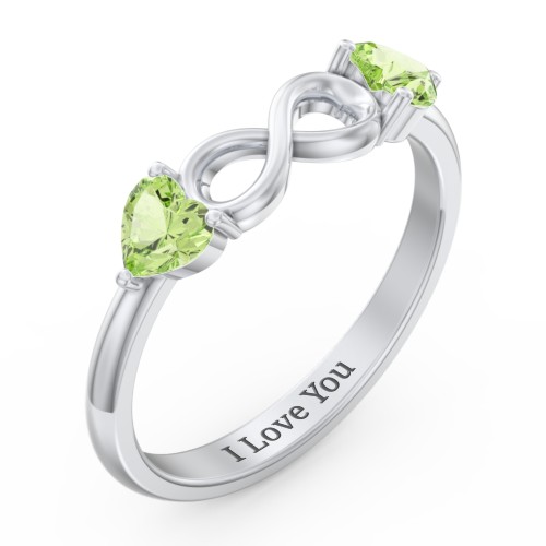 Two Hearts to Infinity Ring – Sterling Silver with Peridot