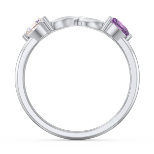 Two Hearts to Infinity Ring – Sterling Silver with Cubic Zirconia and Amethyst