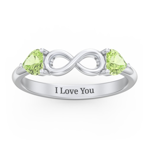 Two Hearts to Infinity Ring – Sterling Silver with Peridot
