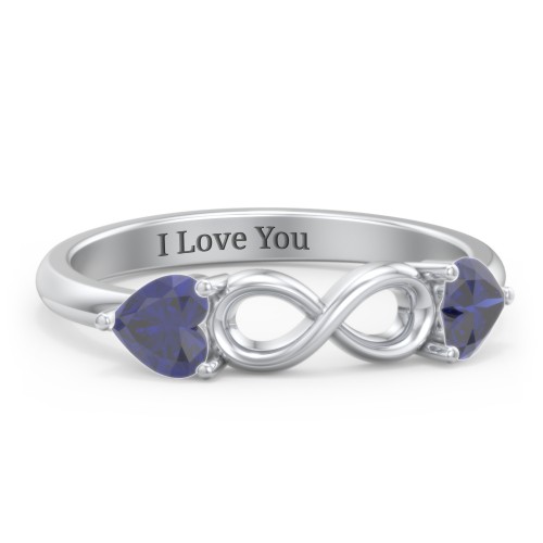 Two Hearts to Infinity Ring – Sterling Silver with Blue Sapphire
