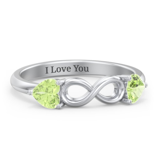 Two Hearts to Infinity Ring – Sterling Silver with Peridot