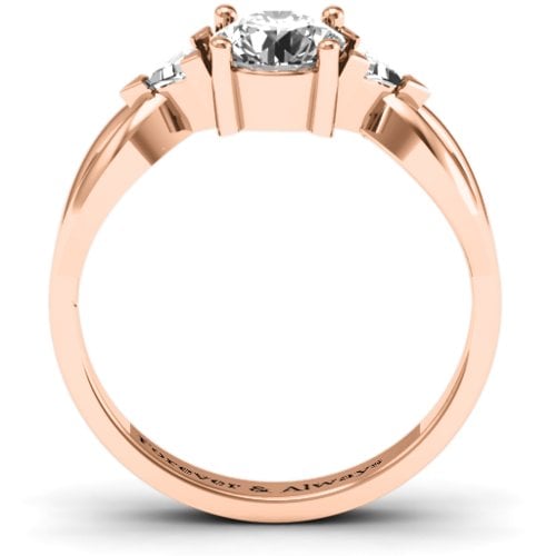 Braided Shank Ring with Trillian Accents – 10K Rose Gold with White Premium Zirconia