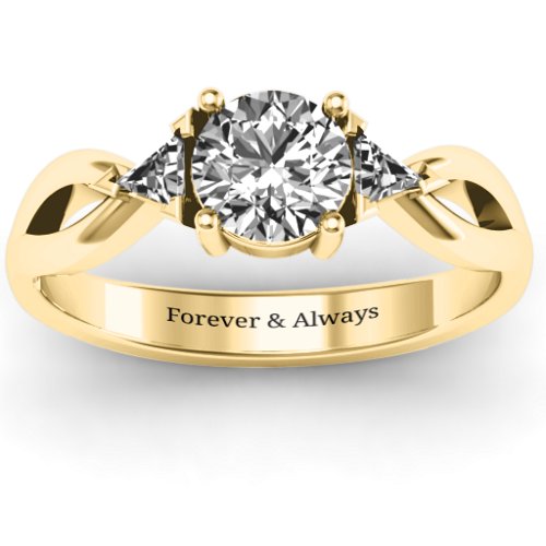 Braided Shank Ring with Trillian Accents – 10K Yellow Gold with White Premium Zirconia