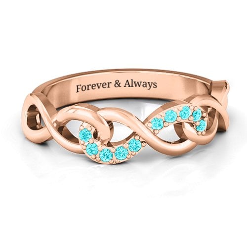 Triple Entwined Infinity Ring with Accents – 10K Rose Gold with Mint Premium Zirconia
