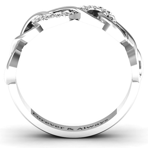 Triple Entwined Infinity Ring with Accents – Sterling Silver with White Premium Zirconia