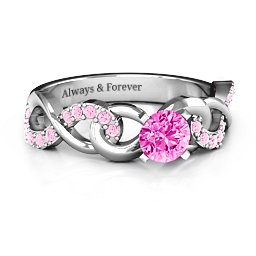 Triple Infinity with Accents Ring in 925 Sterling Silver with Pink Tourmaline and Fancy Pink Premium Zirconia