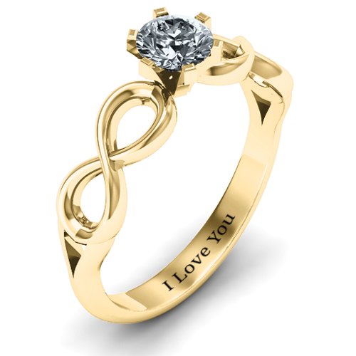 Solitaire Infinity Ring – 10K Yellow Gold with Cubic Zirconia