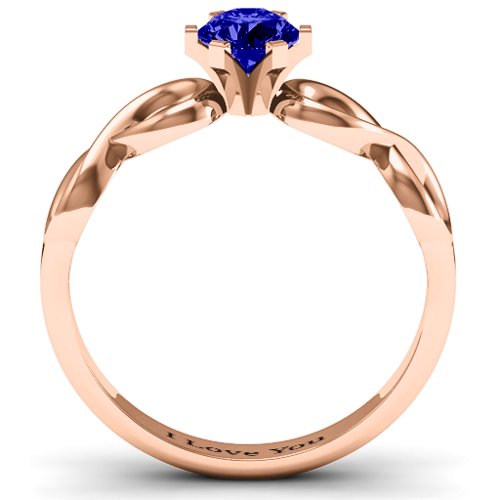 Solitaire Infinity Ring – 10K Rose Gold with Blue Sapphire