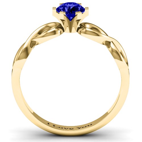 Solitaire Infinity Ring – 10K Yellow Gold with Blue Sapphire