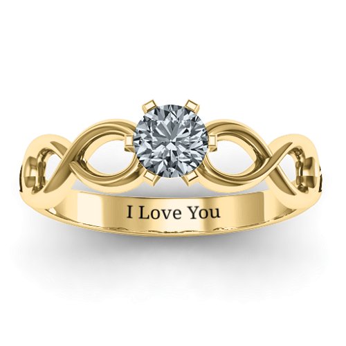Solitaire Infinity Ring – 10K Yellow Gold with Cubic Zirconia