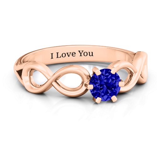 Solitaire Infinity Ring – 10K Rose Gold with Blue Sapphire