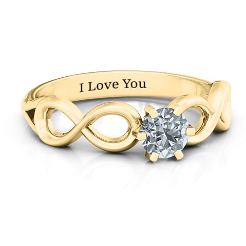 Solitaire Infinity Ring – 10K Yellow Gold with Cubic Zirconia
