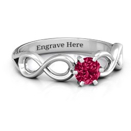 Solitaire Infinity Ring in 925 Sterling Silver with Ruby