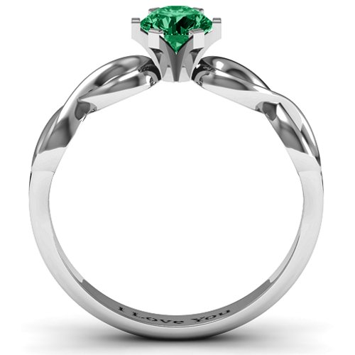 Solitaire Infinity Ring – Sterling Silver with Emerald