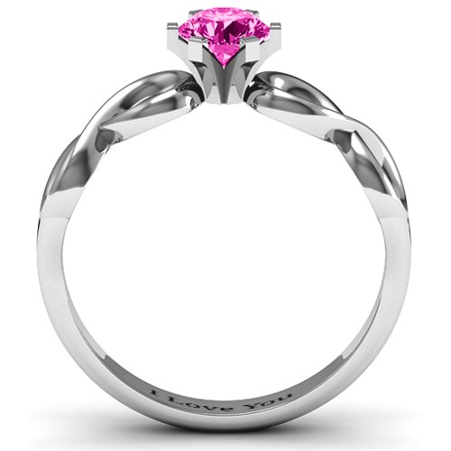 Solitaire Infinity Ring – Sterling Silver with Pink Tourmaline