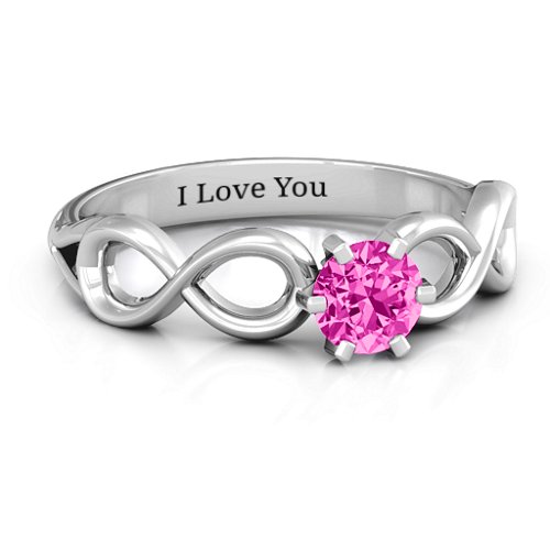 Solitaire Infinity Ring – Sterling Silver with Pink Tourmaline