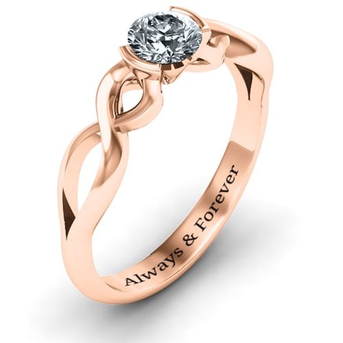 Half Bezel Infinity Ring – 10K Rose Gold with Cubic Zirconia