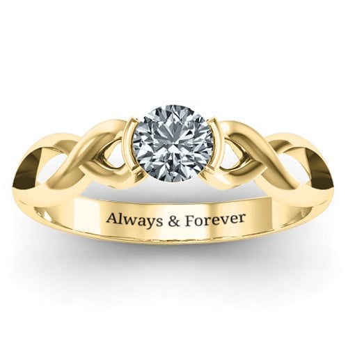 Half Bezel Infinity Ring – 10K Yellow Gold with Diamond