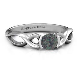 Half Bezel Infinity Ring in 925 Sterling Silver with Alexandrite