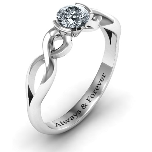 Half Bezel Infinity Ring – Sterling Silver with Diamond