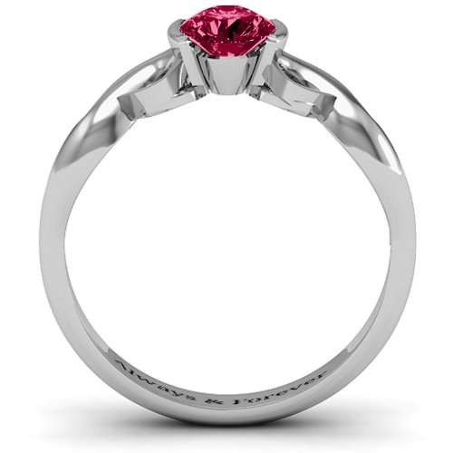 Half Bezel Infinity Ring – Sterling Silver with Ruby