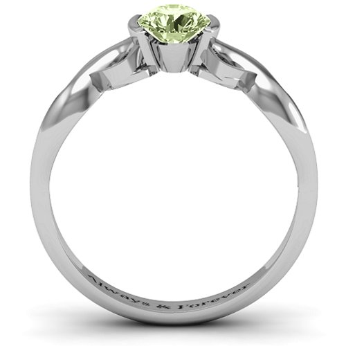 Half Bezel Infinity Ring – Sterling Silver with Peridot