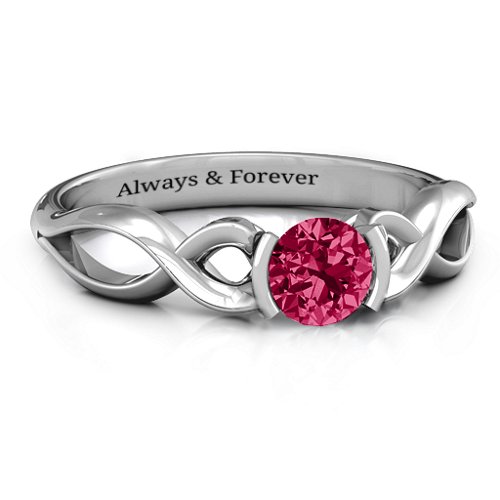 Half Bezel Infinity Ring – Sterling Silver with Ruby