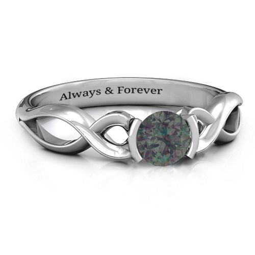 Half Bezel Infinity Ring – Sterling Silver with Alexandrite