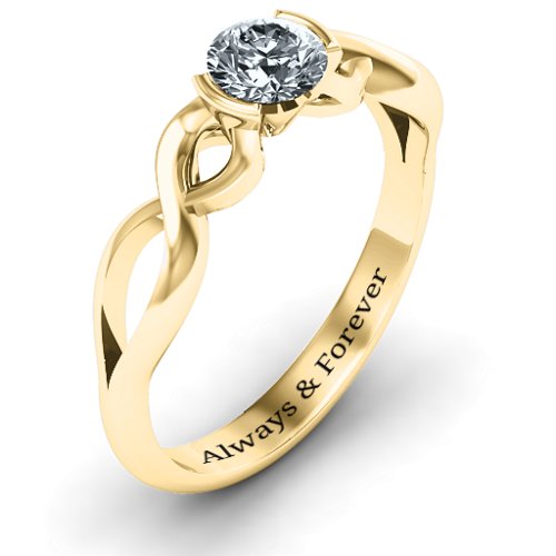 Half Bezel Infinity Ring – 10K Yellow Gold with Diamond