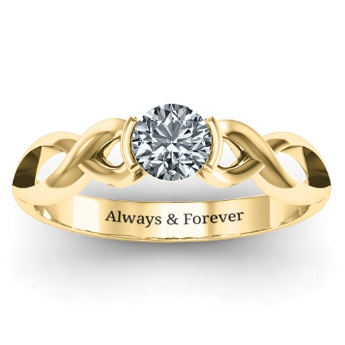 Half Bezel Infinity Ring – 10K Yellow Gold with Diamond