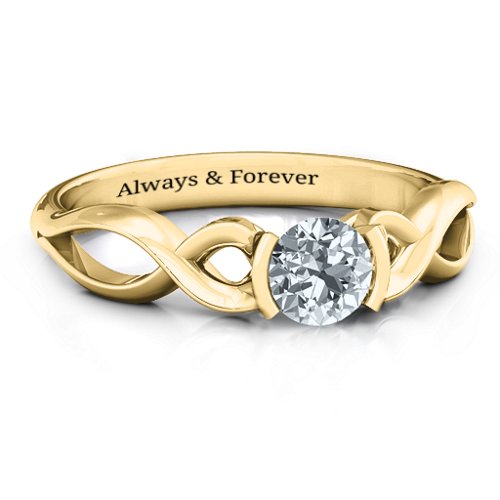 Half Bezel Infinity Ring – 10K Yellow Gold with Diamond