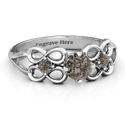 Quad Infinity Ring with Centre stone and Dual Accent Ring