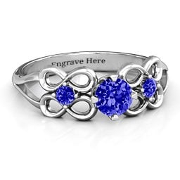 Quad Infinity Ring with Centre stone and Dual Accent Ring