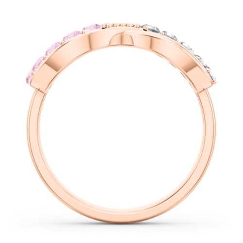 Birthstone Infinity Accent Ring – 10K Rose Gold with Pink Tourmaline and Cubic Zirconia