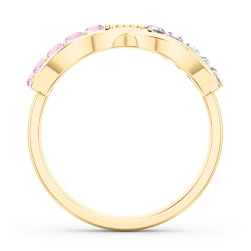 Birthstone Infinity Accent Ring – 14K Yellow Gold with Pink Tourmaline and Cubic Zirconia