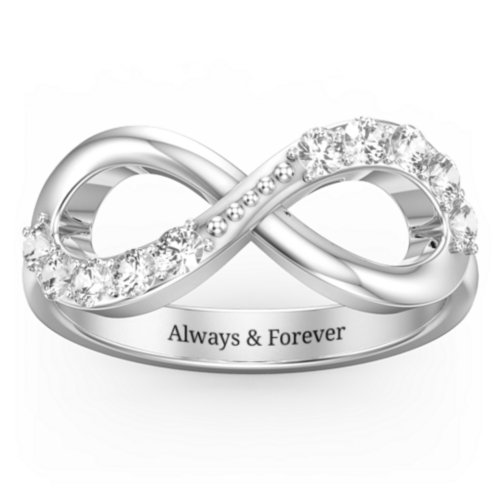 Birthstone Infinity Accent Ring – Sterling Silver with Cubic Zirconia