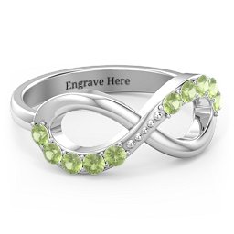 Birthstone Infinity Accent Ring in 925 Sterling Silver with Peridot