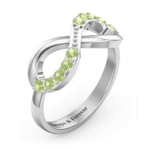 Birthstone Infinity Accent Ring – Sterling Silver with Peridot