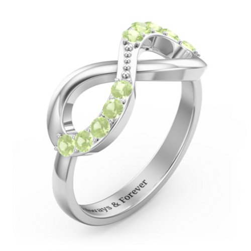 Birthstone Infinity Accent Ring – Sterling Silver with Peridot