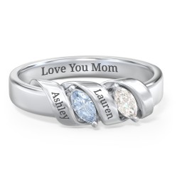 Spiral Marquise Row Ring