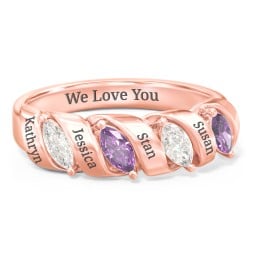 Spiral Marquise Row Ring