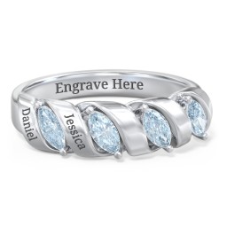 Spiral Marquise Row Ring in 925 Sterling Silver with Aquamarine and Citrine