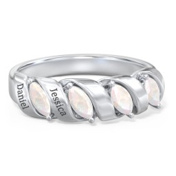 Spiral Marquise Row Ring in 925 Sterling Silver with Opal and Citrine