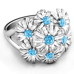 In Full Bloom Ring in 925 Sterling Silver with Blue Topaz