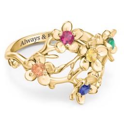 Garden Party Ring in 10K Solid Yellow Gold with Ruby, Orange Sapphire, Citrine, Emerald, and Blue Sapphire