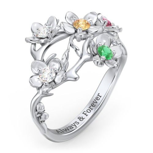 Garden Party Ring – Sterling Silver with Diamond, Citrine, Ruby, and Emerald