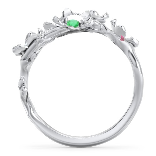 Garden Party Ring – Sterling Silver with Diamond, Citrine, Ruby, and Emerald