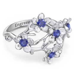 Garden Party Ring in 925 Sterling Silver with Blue Sapphire