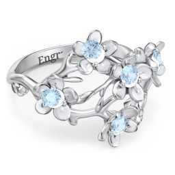 Garden Party Ring in 925 Sterling Silver with Blue Topaz